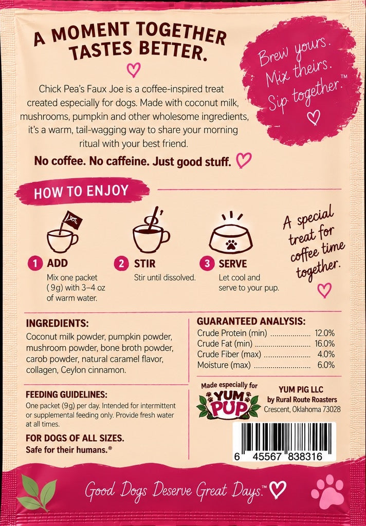Chick Pea's FAUX JOE - Coffee for Dogs, Safe for Humans - Caramel Latte